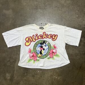 Vintage 80s Disney Mickey by Jerry Leigh Hawaiian Crop Top